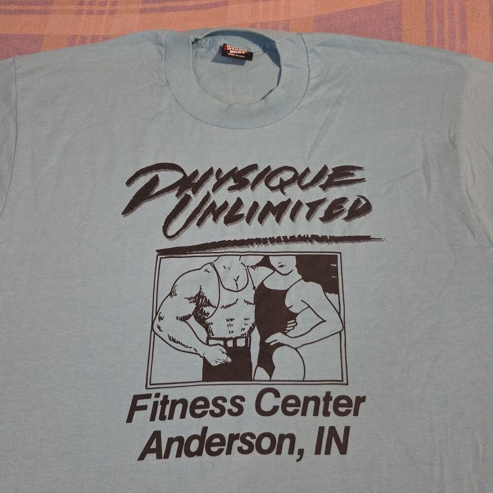 Vintage 90s Physique Unlimited USA Body Building T Shirt Fitness Center Graphic